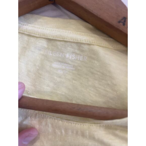Eileen Fisher Crew Neck Tee Butter Yellow Organic Linen Jersey Basic Tee XS NWOT - Picture 5 of 9